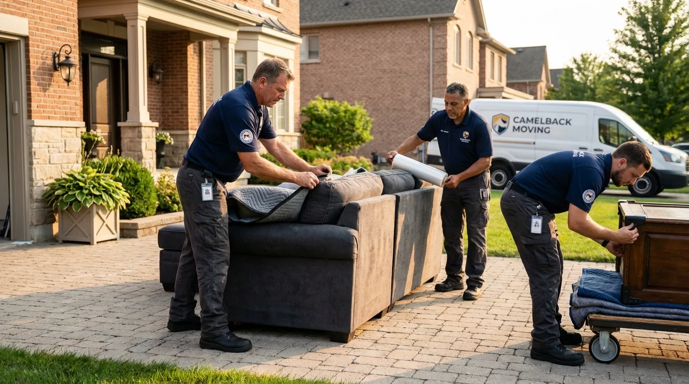 Large estate moving crew wrapping furniture in Ripon, WI